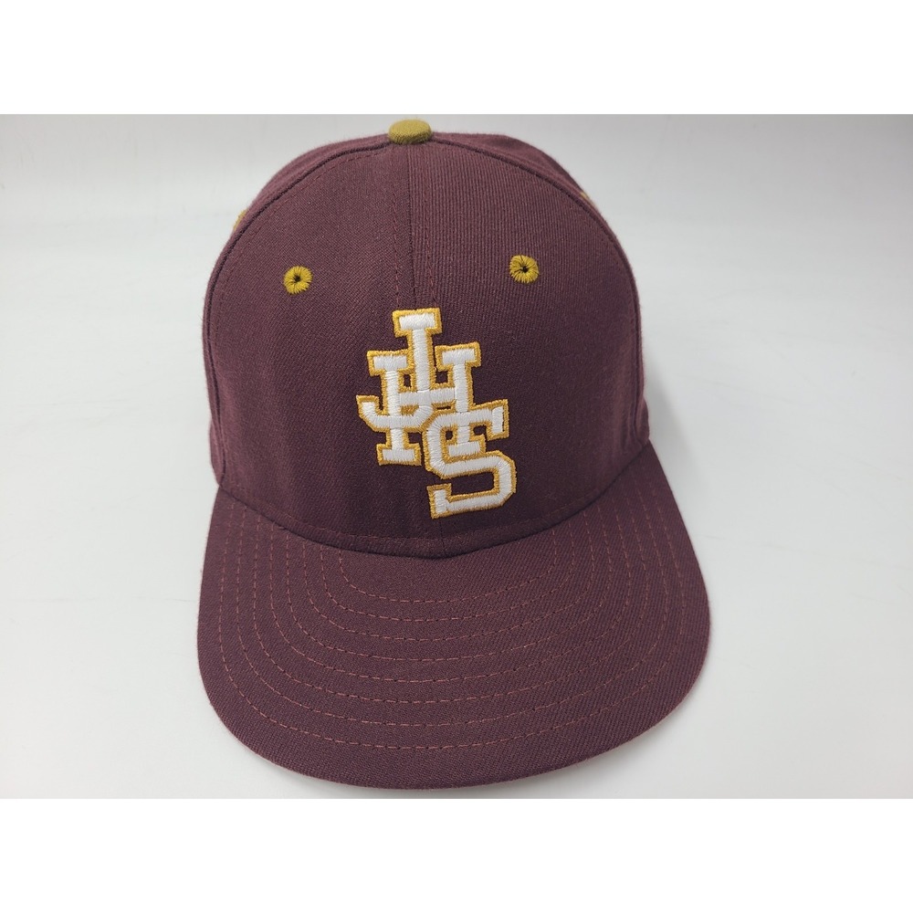 Vintage JHS New Era 59Fifty Fitted 7 Hat Cap Wool Blend High School Men Maroon